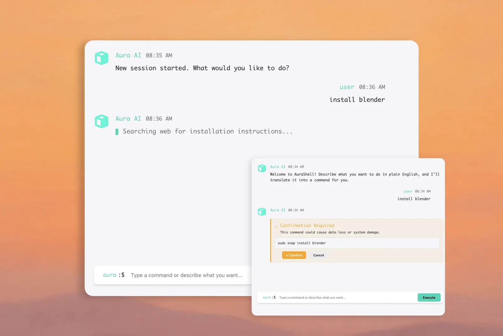 AuraShell: Web search integration