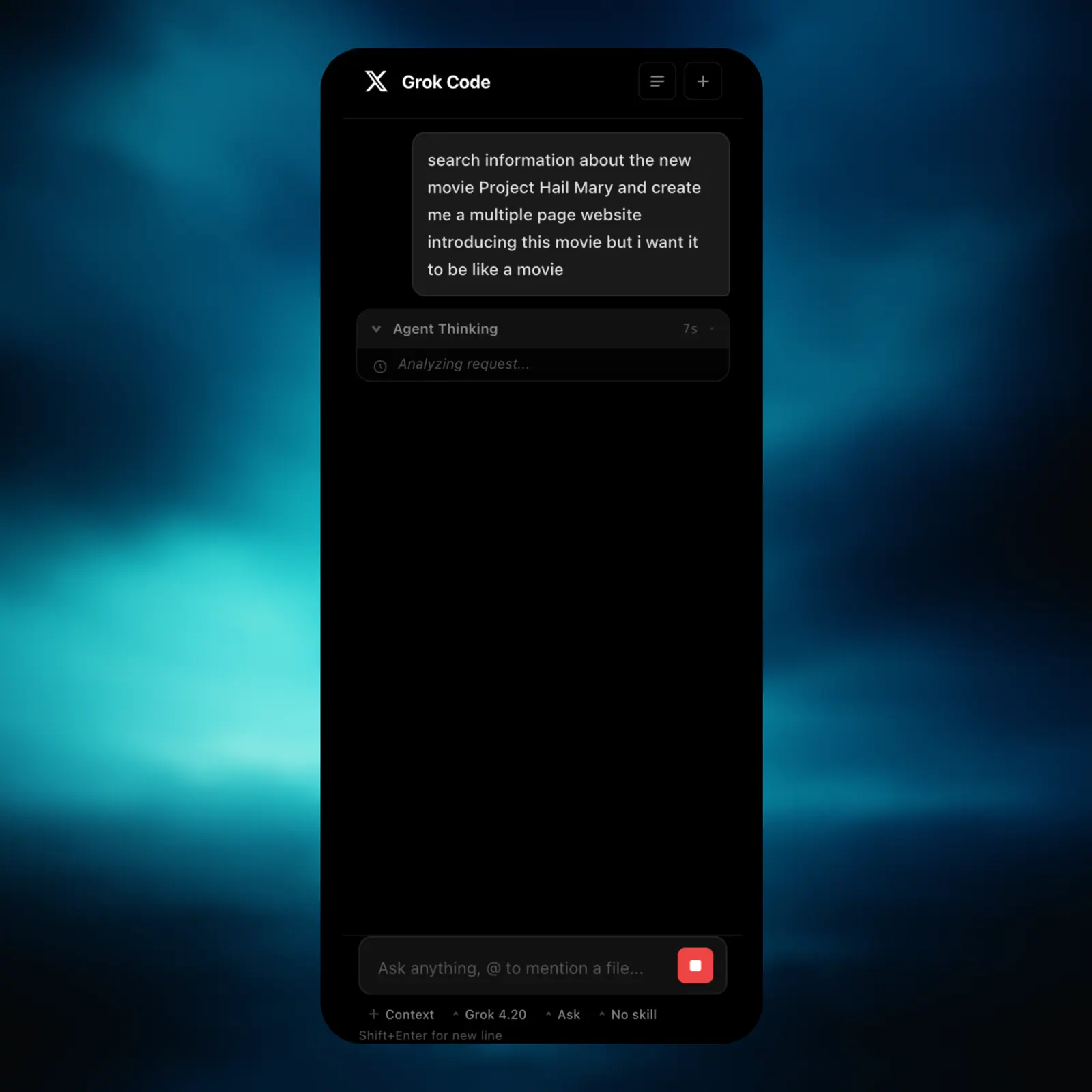 Grok Code IDE: Thinking timeline