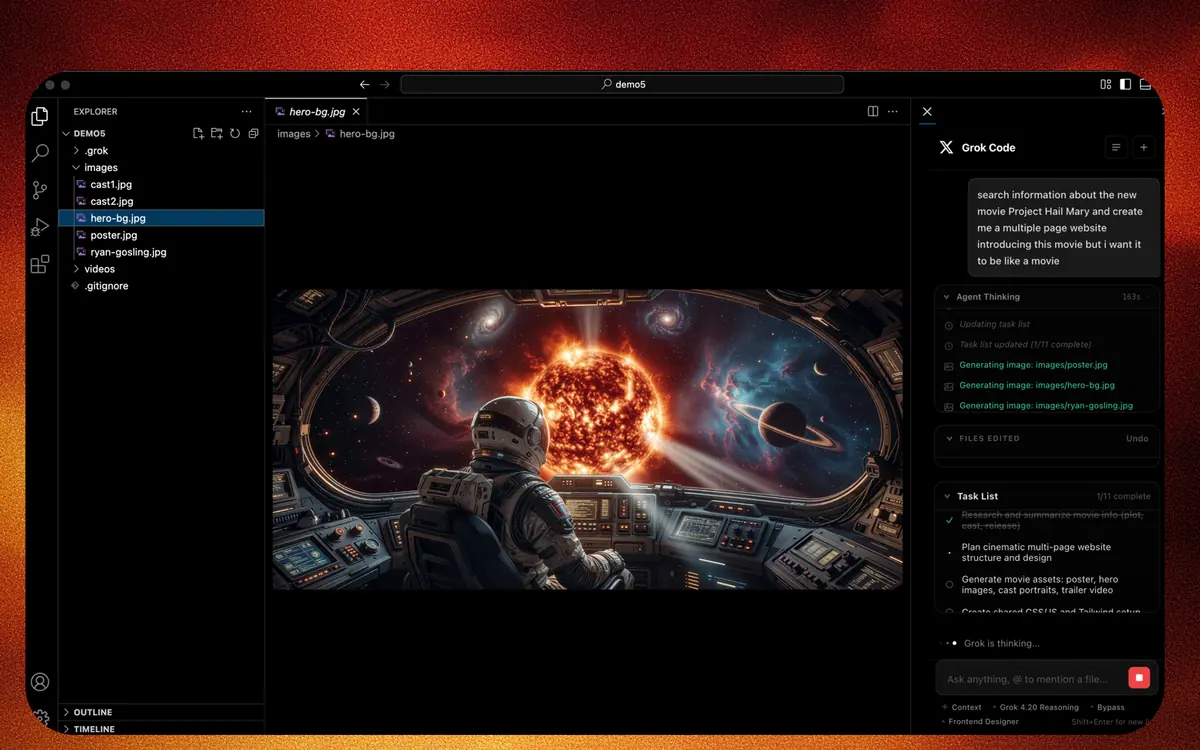 Grok Code IDE screenshot